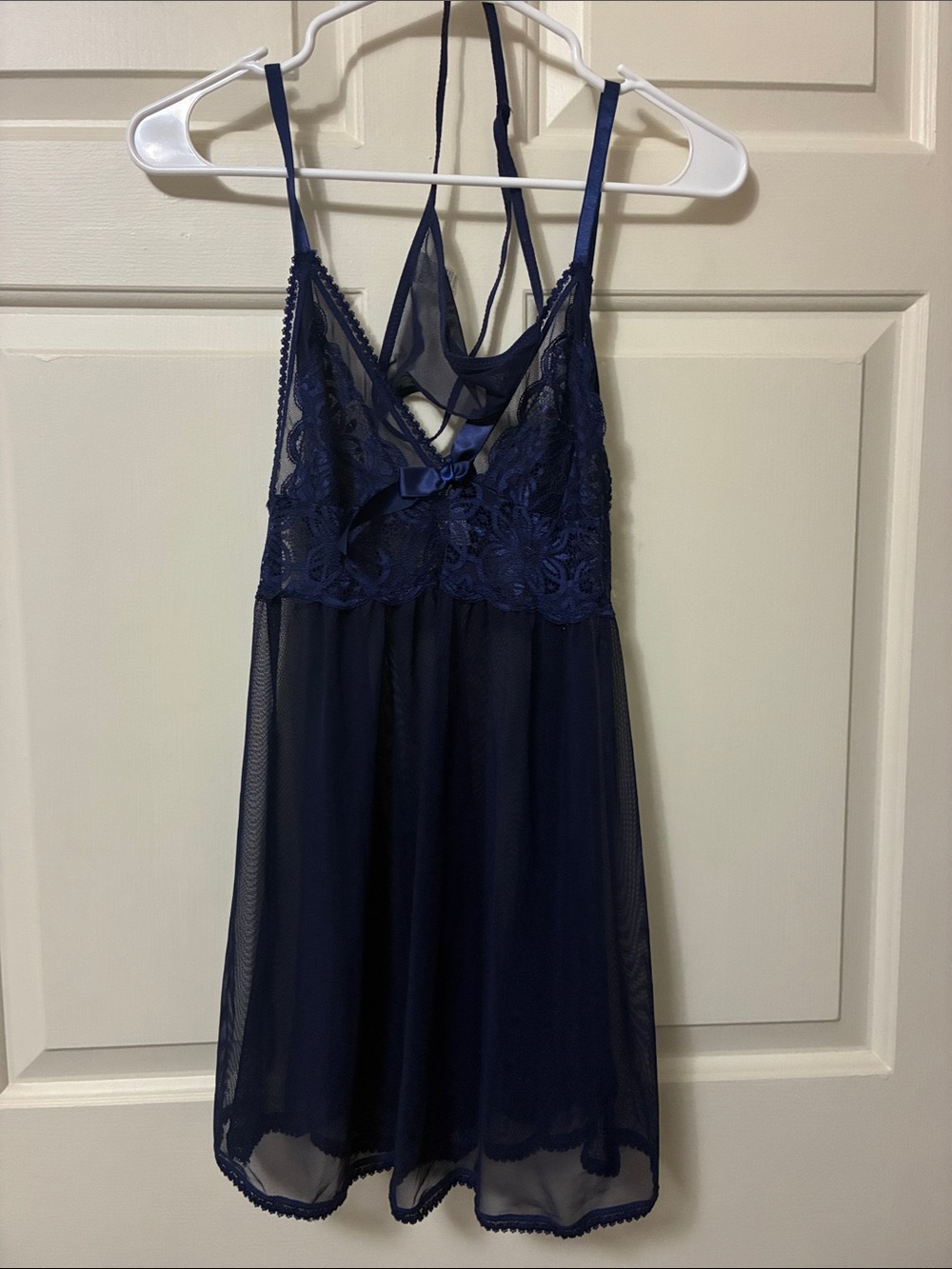 Navy Lace Babydoll Chemise Lingerie with matching thong panty - Women Intimates